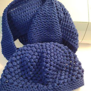 Navy Blue Beanie & Infinity Scarf